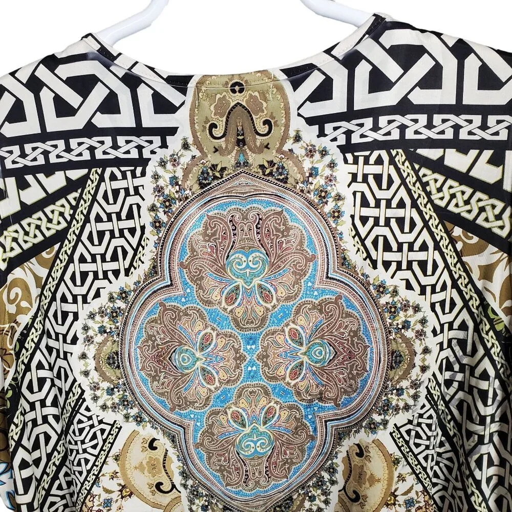 Dressbarn Womens 2X Boho Paisley Print Top With Beaded Neckline - Picture 10 of 10